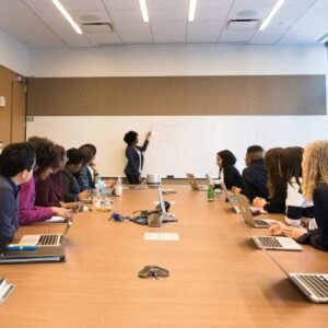 A speaker leads a community education mental health class.